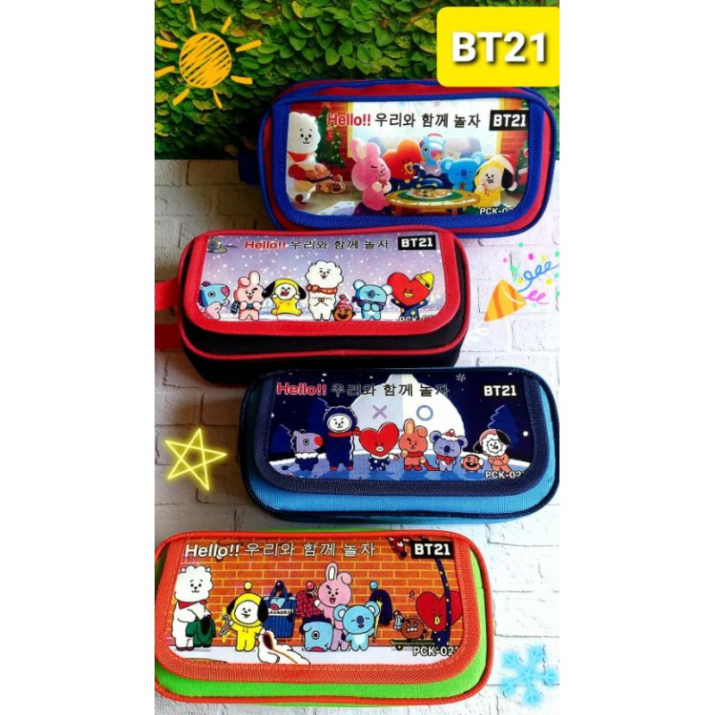  kotak  pensil  kain TUTUP BTS  BT 21 pencil  case canvas LoL 