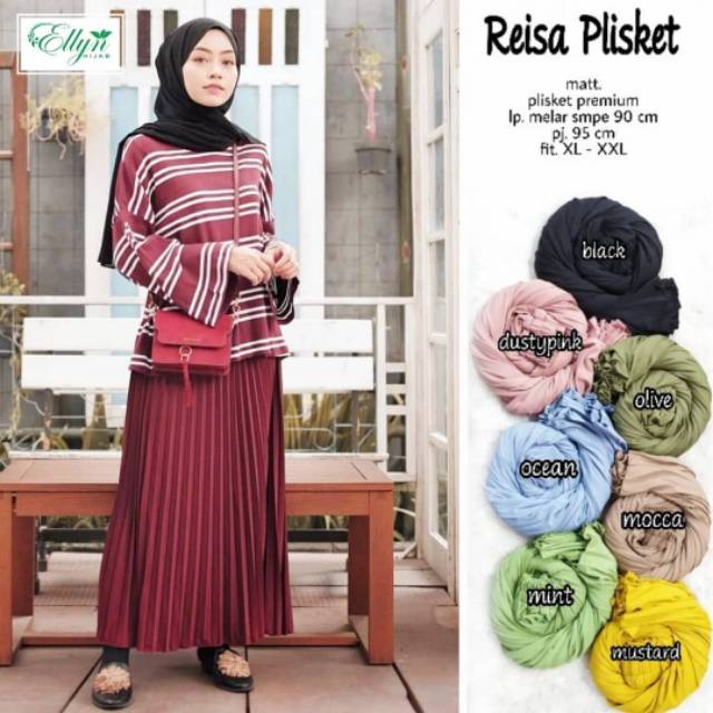 Reisa Plisket Skirt, ROK PLISKET WANITA SUPER CANTIK BAHAN PLISKET PREMIUM LP 70-104 TERMURAH OOTD MODIS TERLARIS