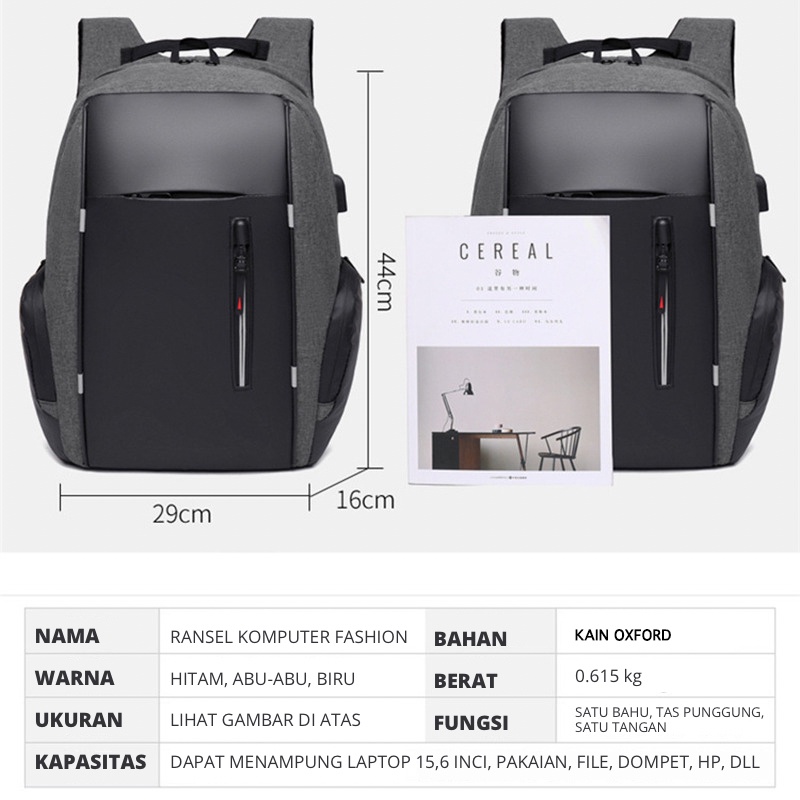 Mainland Tas Pria Ransel Backpack Tas Casual Kerja Sekolah Import TR209