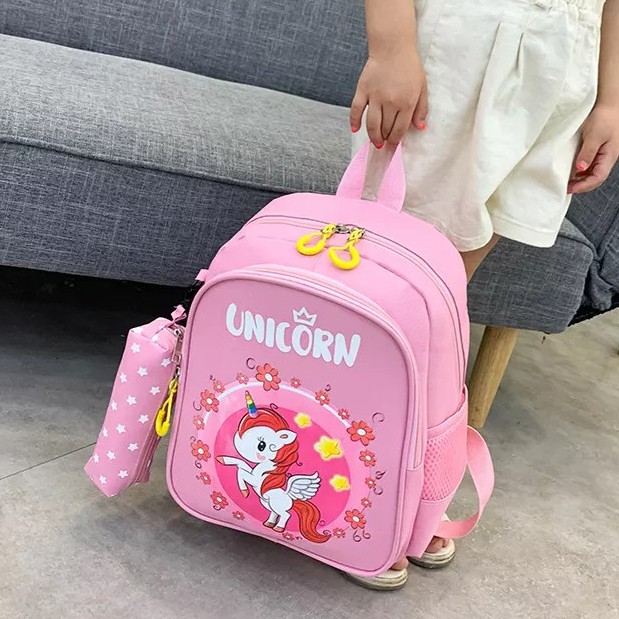 Tas Ransel Anak Perempuan Sekolah TK/SD 2in1 Unicorn Kartun Disney Tas Sekolah Anak Perempuan