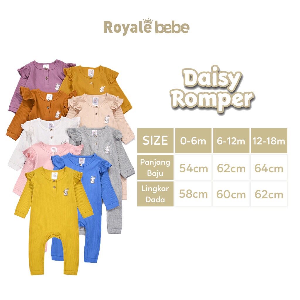 ROYALE BEBE SLEEPSUIT DAISY RUFFLE GIRL PIYAMA BAYI PIYAMA ANAK