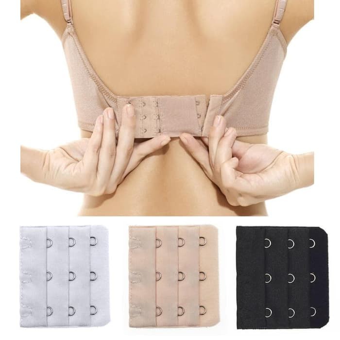 cd 403Sambungan Tali BH Bra Extension Kait Tiga dan Empat Chelyne Murah - Hitam- Kait Dua