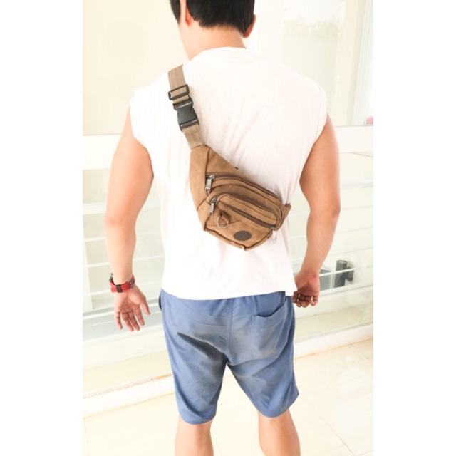 Tas pinggang pria / waistbag / weistbag waist bag selempang sling bag kanvas import B-series