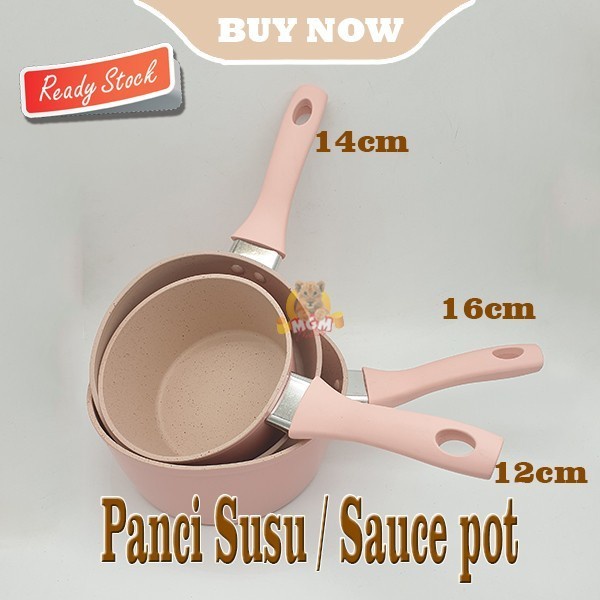 Panci teflon Marble 16cm Panci susu Sauce Pot Mini Anti Lengket