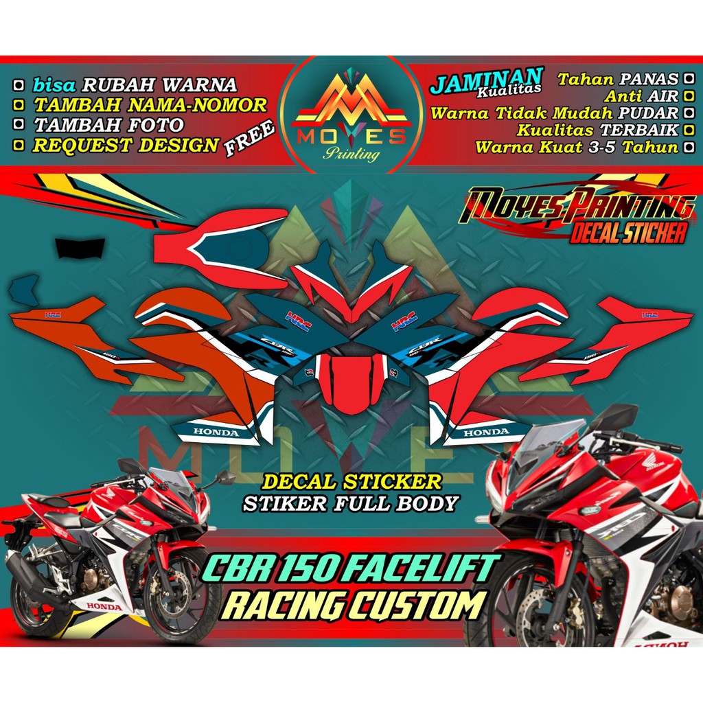 Decal Stiker Motor CBR 150 Facelift Motif Racing 2021 Sticker Fullbody Honda CBR 150 Facelift