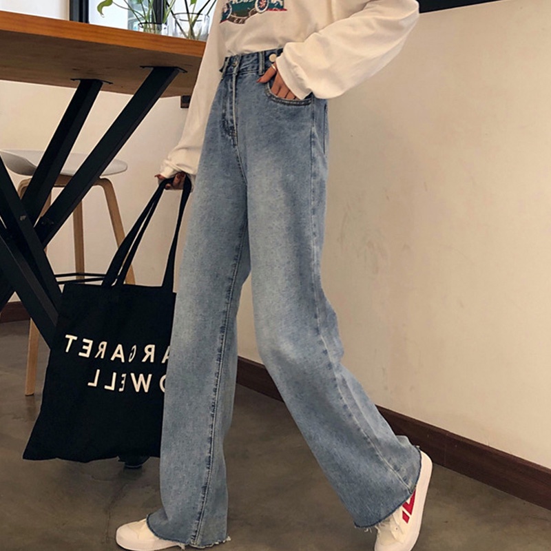 CELANA WANITA KULOT JEANS HIGHWAIST PANJANG KEKINIAN BIRU