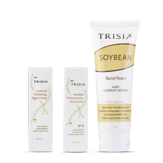 Paket Facial foam soybean ,day soybean, night soybran moisturizer Trisia