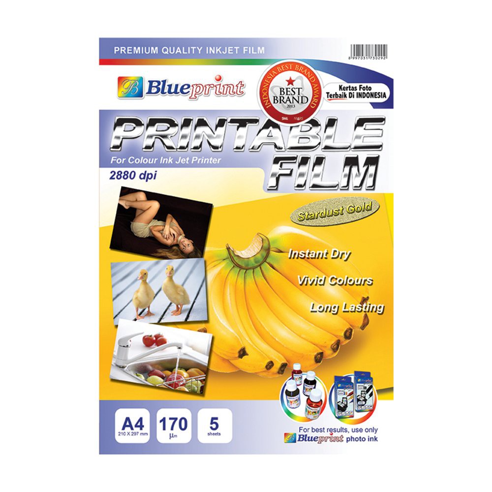 

Langsung Order Blueprint Stardust Gold Printable Film A4 edisi grosir
