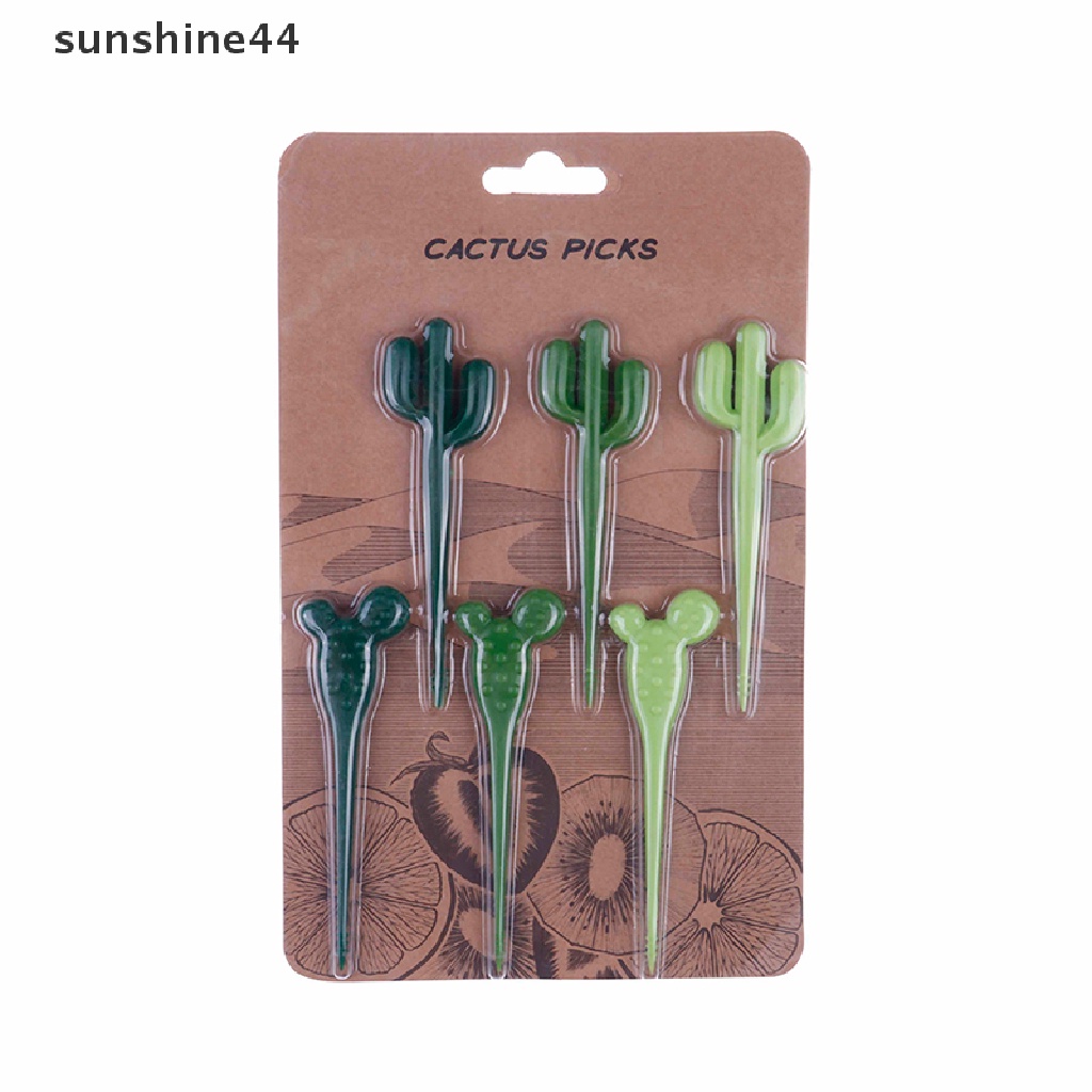 Sunshine 6pcs / Pak Tusuk Gigi Bentuk Kaktus Untuk Anak