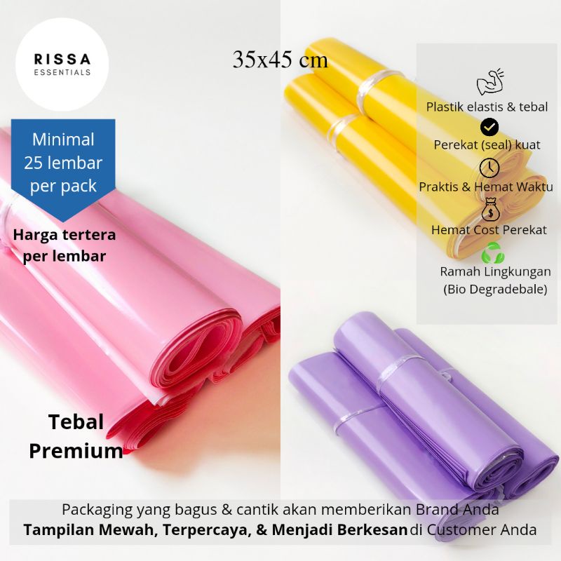 

[35x45] [RISSA] POLYMAILER (HARUS MINIMAL 25) AMPLOP PLASTIK KANTONG PLASTIK PACKAGING OLSHOP RISSA ESSENTIALS