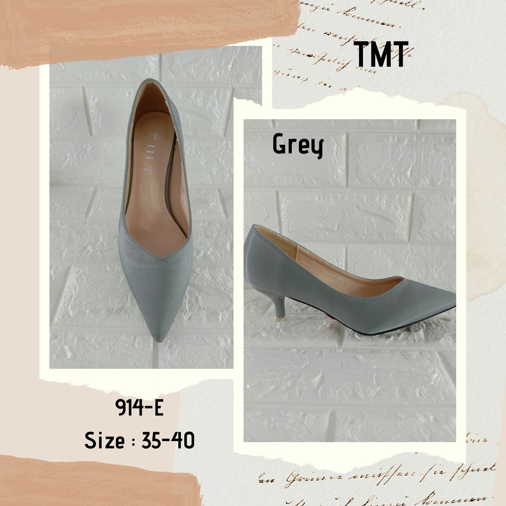 TMT (914-E) - GREY, PINK - SEPATU HEELS WANITA