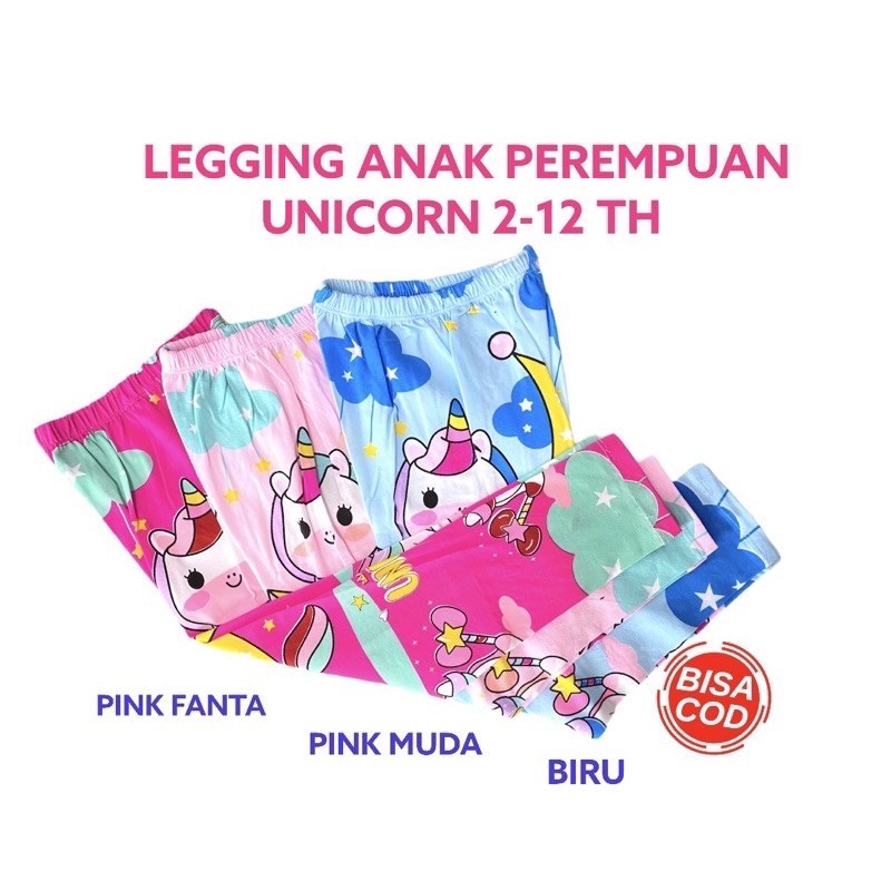 Legging Anak Perempuan Motif Unicorn Bahan Katun 2-12 Th / Leging Anak Cewek Murah Bahan Katun