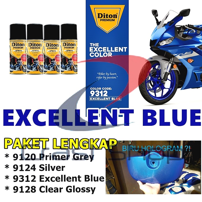 Paket Lengkap Cat Pilox Diton Premium Yamaha Excellent Blue 9312 Warna Biru Metalik pilok pylox