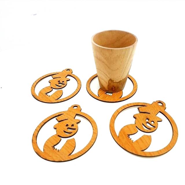 Coaster Grafir bentuk Boneka Salju /Olaf / Coaster Kayu / wooden coaster /hiasan dinding
