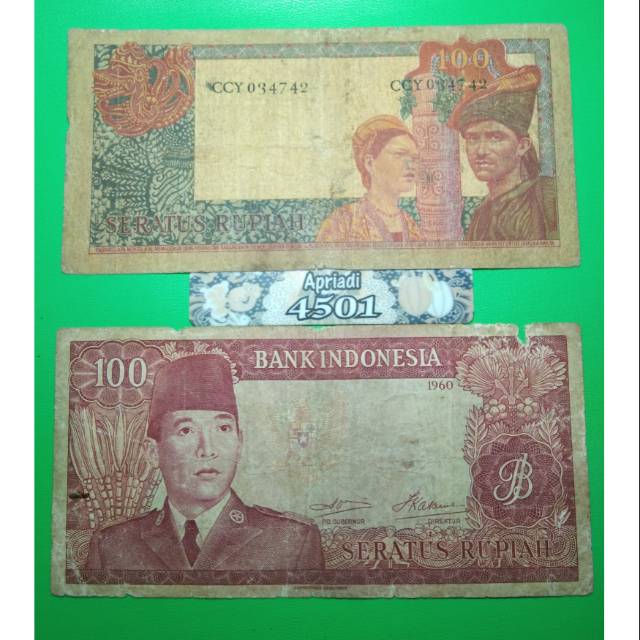 UK151 UANG KUNO ASLI 100 RUPIAH SERI SUKARNO/SOEKARNO TAHUN 1960 KOLEKSI UANG LAMA MAHAR NIKAH #F