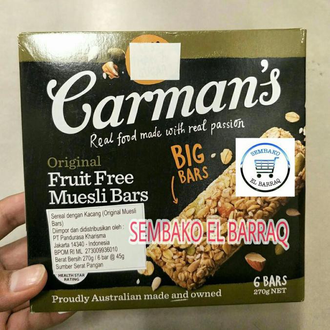 

Terbaru Carman's Carmans Carman Original Fruit Free Muesli Bars 6's 270 gr