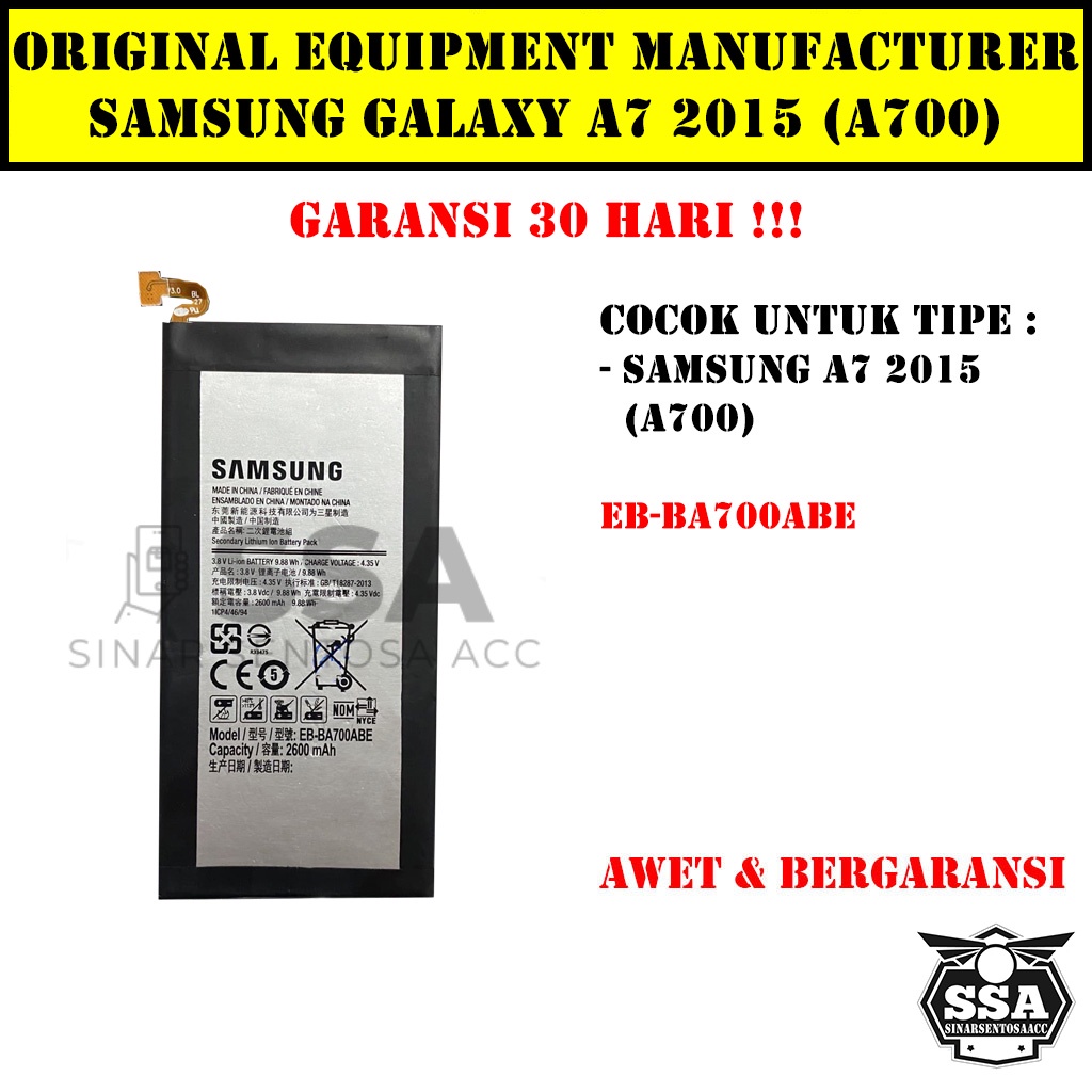 Baterai Original OEM Samsung Galaxy A7 2015 A700 EB-BA700ABE BA700ABE HP Ori Battery Batrai Batre Batu Batere GARANSI AWET MURAH