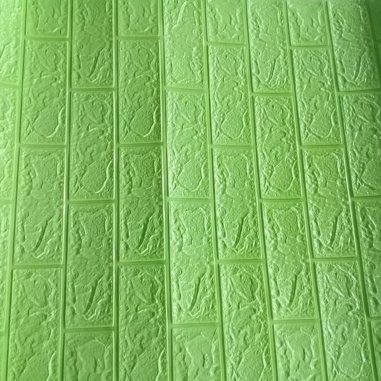 Termurah!!! Wallpaper 3D Foam Sticker Motif Bata Premium High Quality / Wallfoam Stiker Dinding Dekorasi Kamar Rumah-A-011 Hijau muda