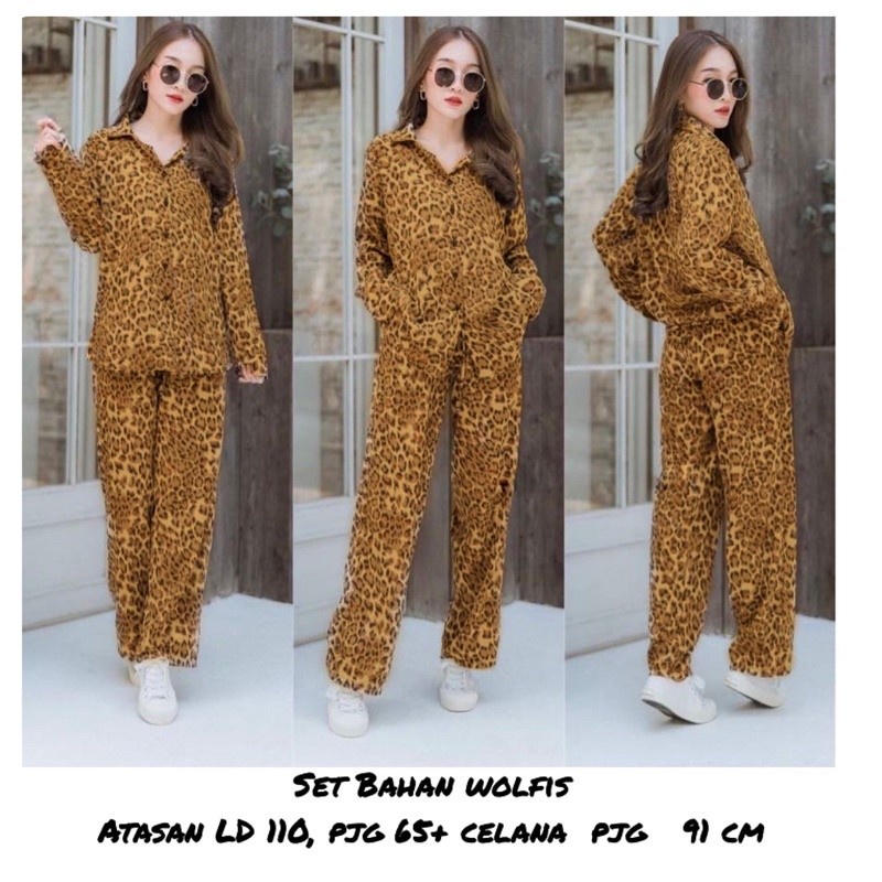 Setelan wanita / setelan leopard / setelan panjang / setelan hijab