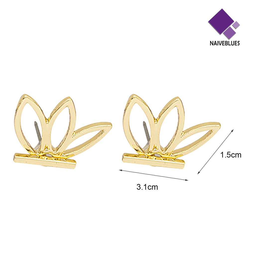 1 Pasang Anting Stud Bentuk Lotus Model Hollow Untuk Wanita