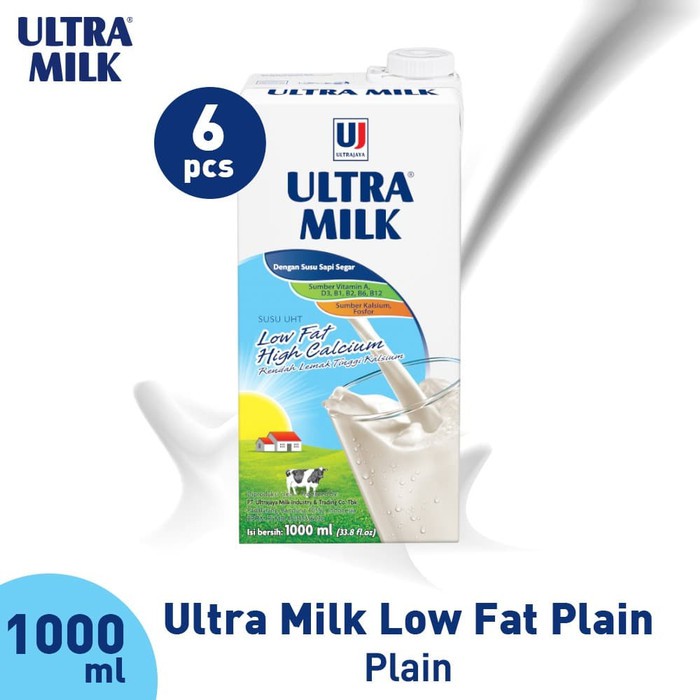 SUSU ULTRA LOW FAT PLAIN 1 LITER - ( 1 PAKET ISI 6 )