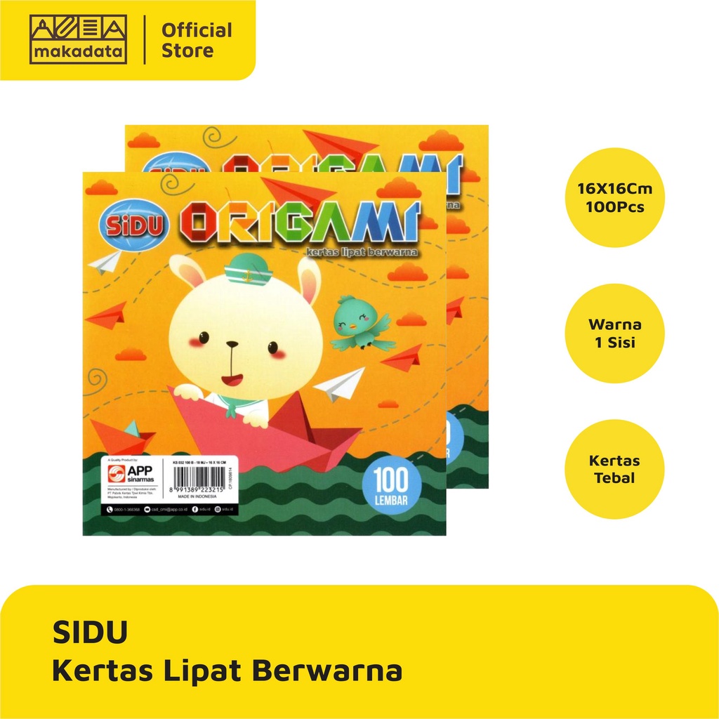 

ORIGAMI / KERTAS LIPAT SIDU WARNA 16x16CM (ISI 100 LEMBAR) MURAH