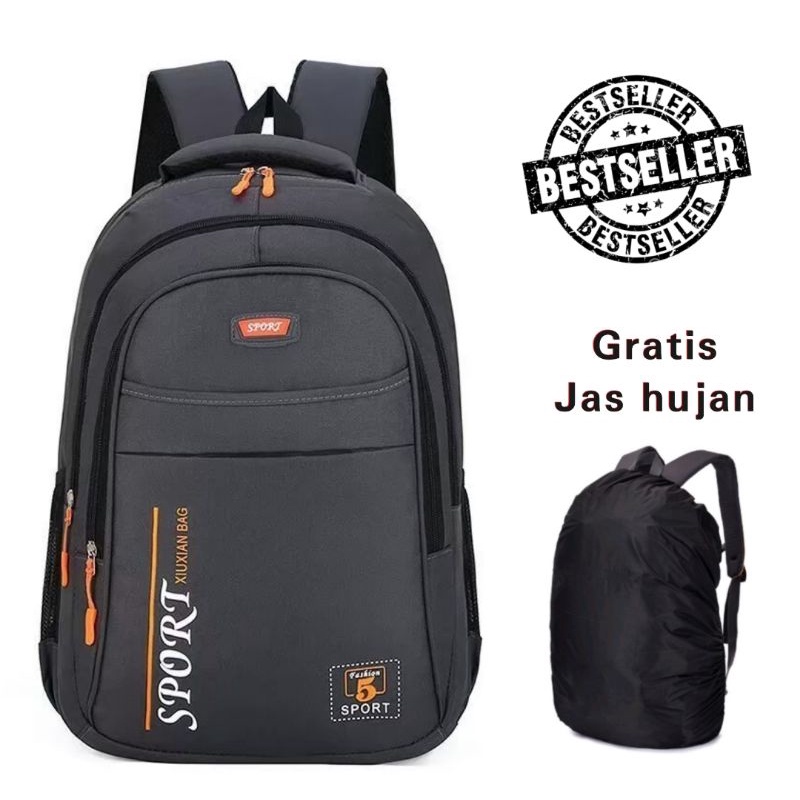 Tas ransel anak sekolah Spot5 SD SMP gratis jas hujan cover