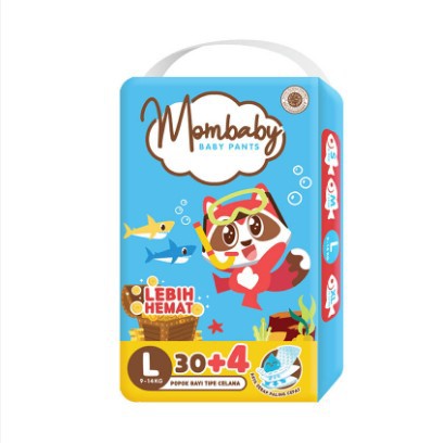 MOMBABY diapers Pants / Popok celana Bayi S32+4 M30+4 L26+4 XL22+4 XXL20+4