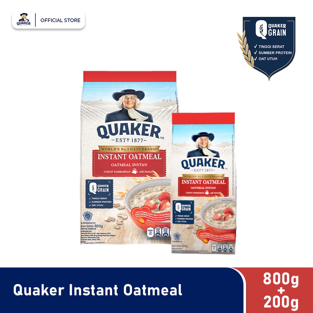 

Quaker Instant Oatmeal 800 Gr + 200 Gr