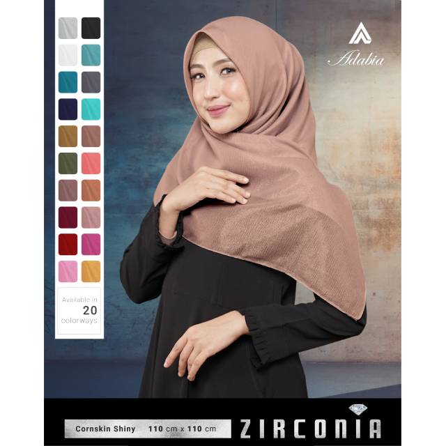 Hijab segi empat polos 110 x 110 cm - Adabia Mufler - Zirconia