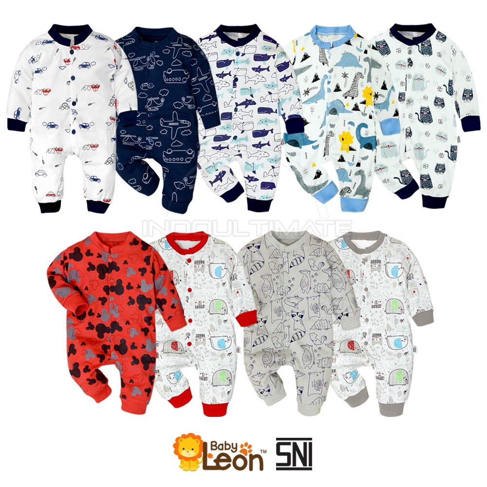 SNI Jumpsuit panjang BABY LEON 0-12 bulan COTTON Jumper Bayi Baju Tidur Bayi Anak BC-071 Piyama kaos-2