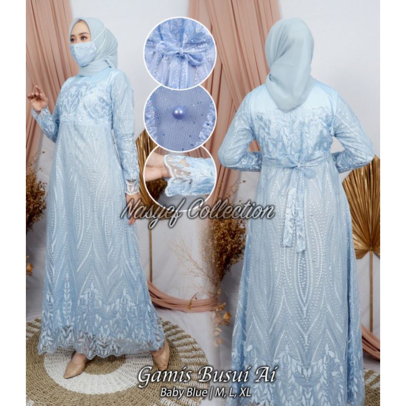 Baju Muslim Gamis Syari Jumbo Maxi Maxy Dress Wanita Busui Friendly Busana Lebaran Cewek Tangan Leng