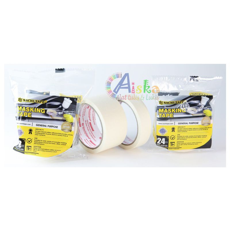 

Masking Tape NACHI 12, 24, 48mm - PERPCS (Isolasi Kertas NACHI)