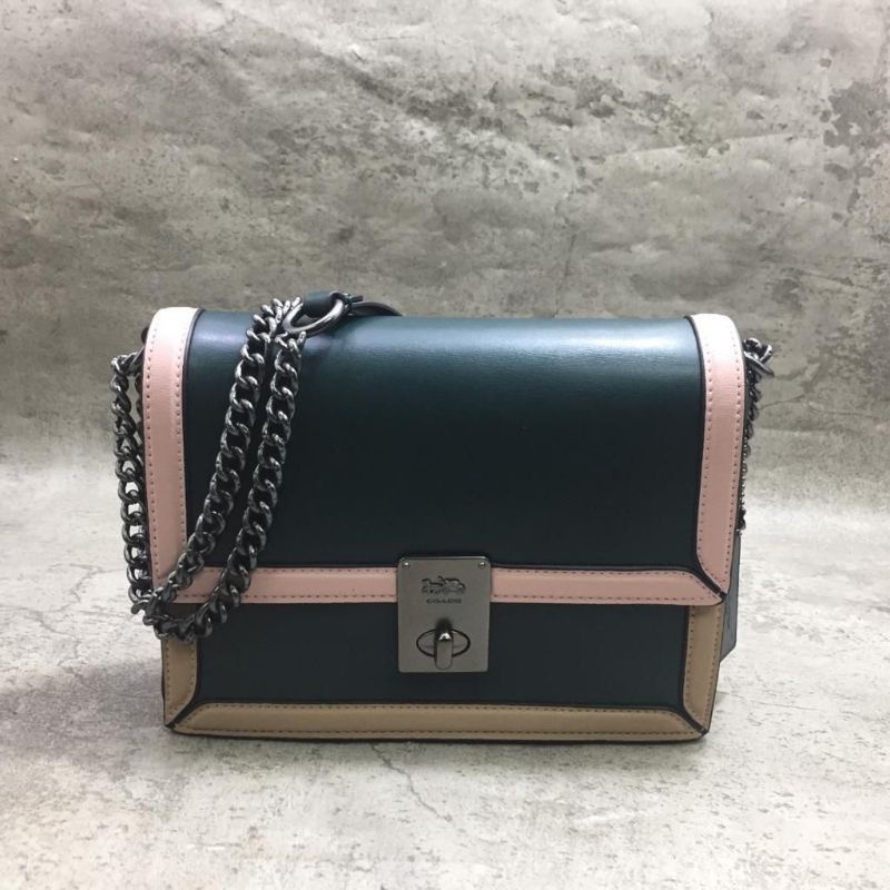 COACH Hutton Colorblock Leather Shoulder Bag