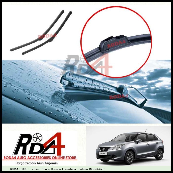 Wiper Mobil Baleno 20 18 Frameless Banana 1 Set 2 Pcs