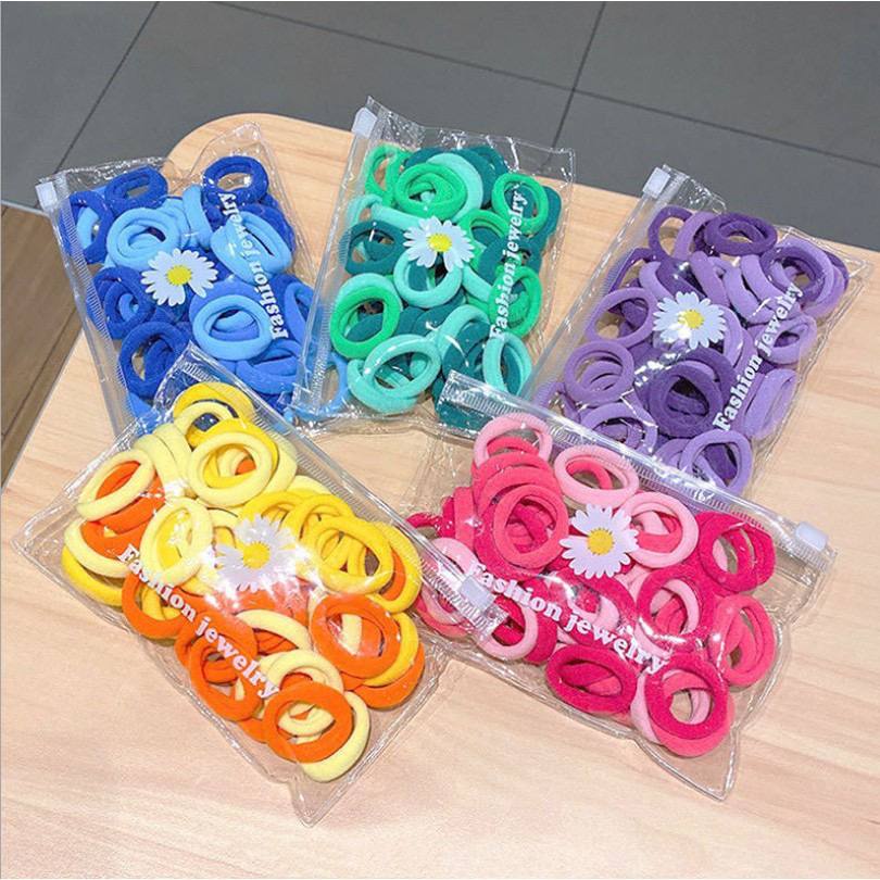Ikat Kunciran Rambut Donat 50pcs Towel Ring Free Pouch ED50