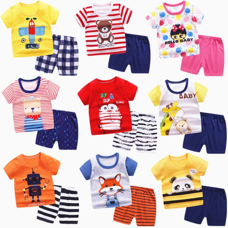 kaos impor / import set kaos anak perempuan dan laki laki kaos katun anak