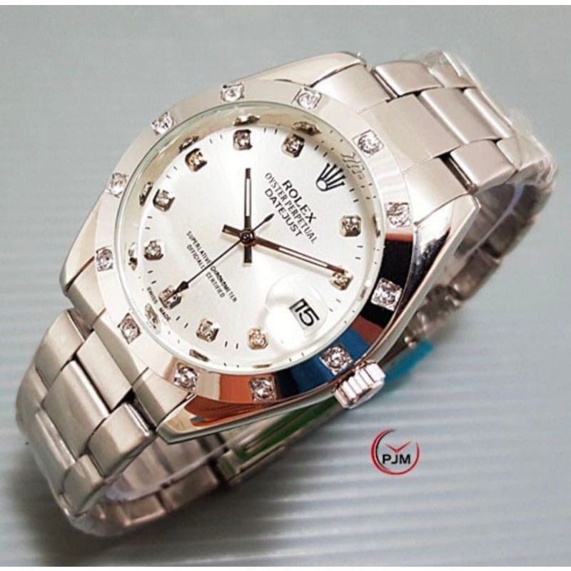 Jam Tangan Wanita Rolex Premium Automatic Tanggal Aktif Stainless Steel