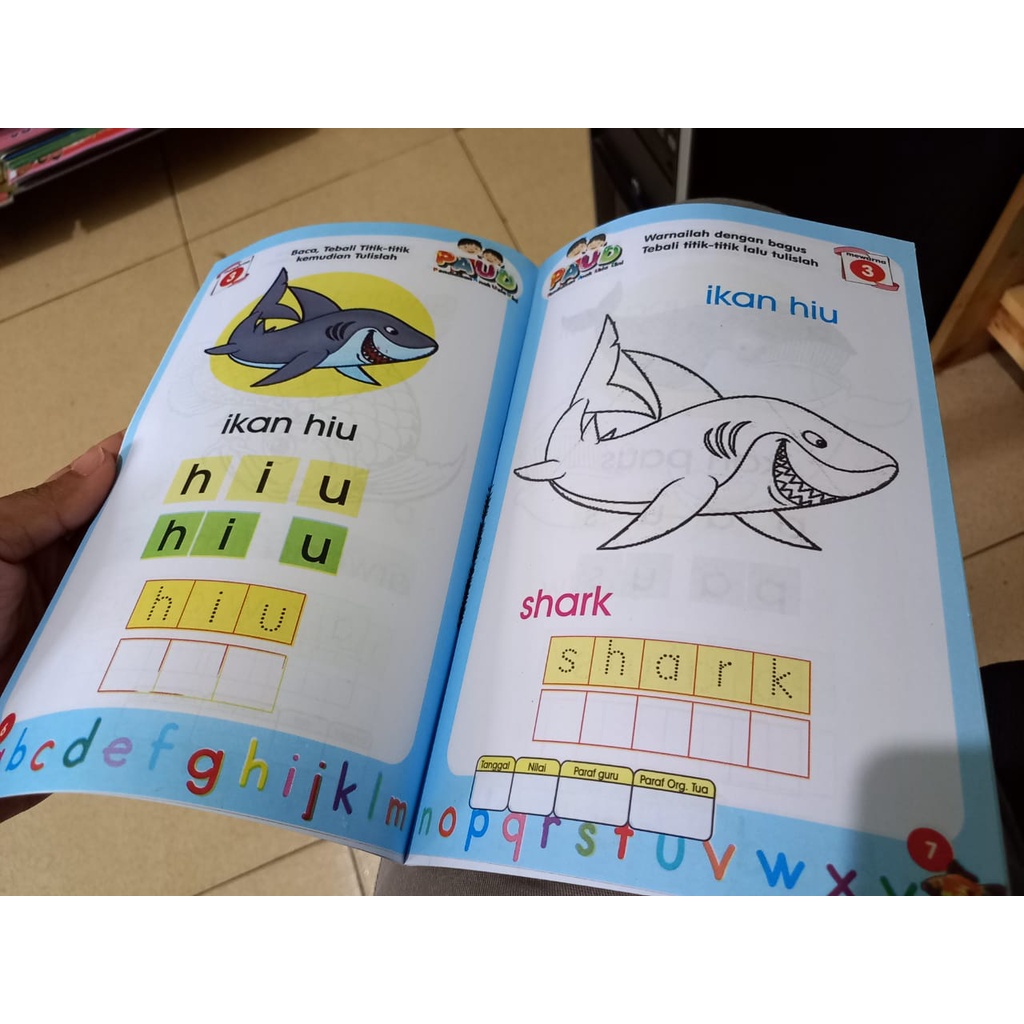 Buku Paud Mewarnai Kreatif Aneka Ikan Menebali dan Menulis Huruf Serba Jaya (FULL COLOR)