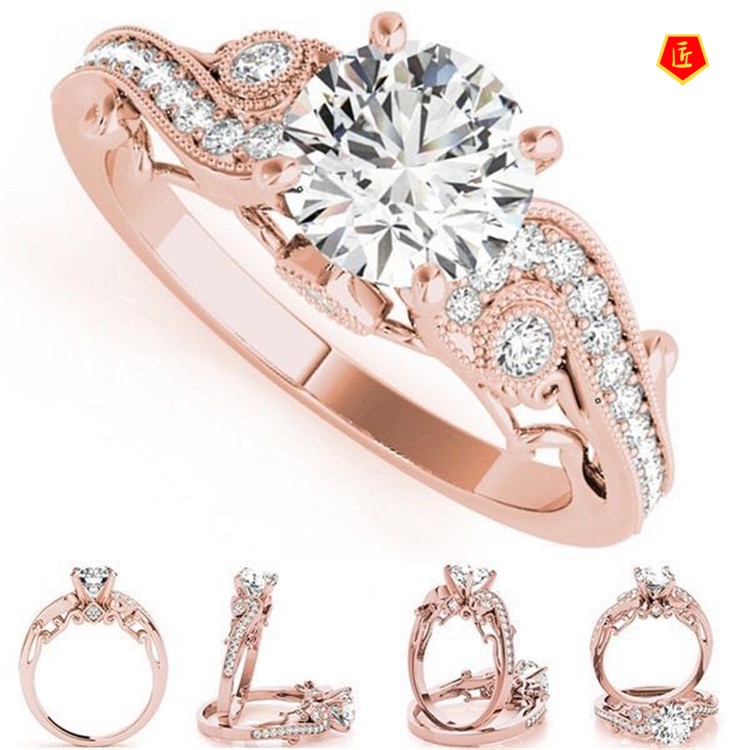 [Ready Stock]Fashion Elegant Micro Inlaid with Diamond Ring