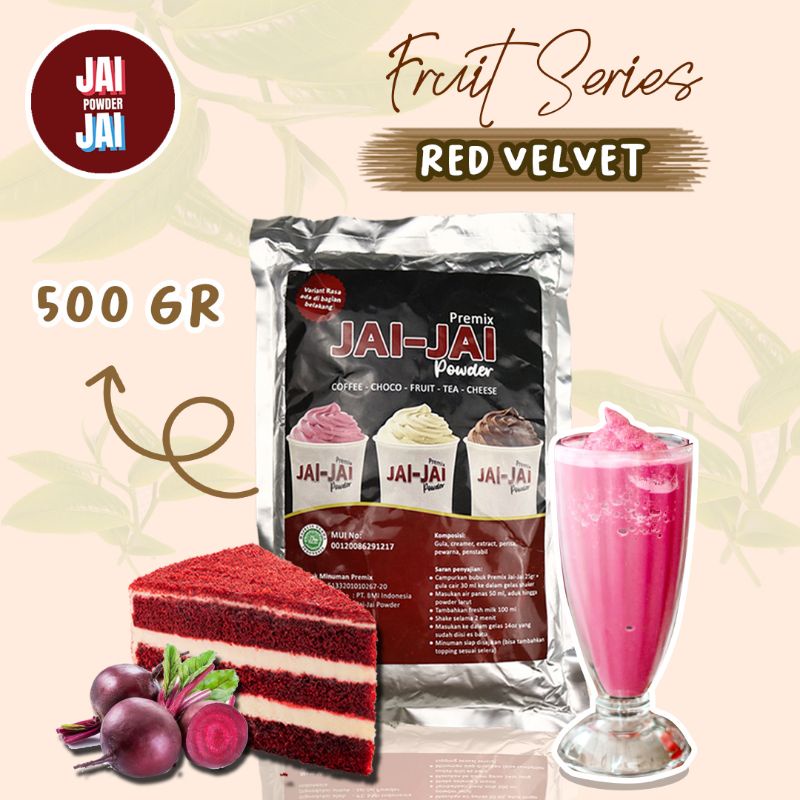 

Bubuk Minuman 500gr - Red Velvet - Jai Jai Powder