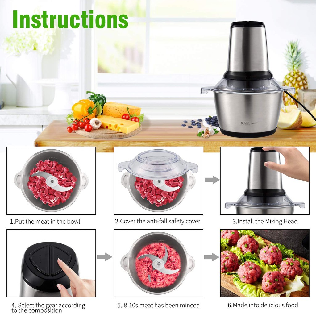 Blender Daging Stainless 304 Elektrik 2 Liter - Stainless Meat Grinder 2 Liter - Blender Giling Daging - Blender Capsule - Chopper