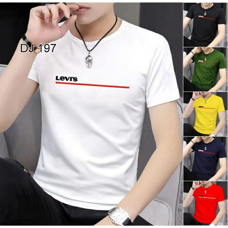 Kaos Oblong Pria Cotton Combed L3VI'S Kaos Pria Lengan Pendek Atasan Tshirt Pria