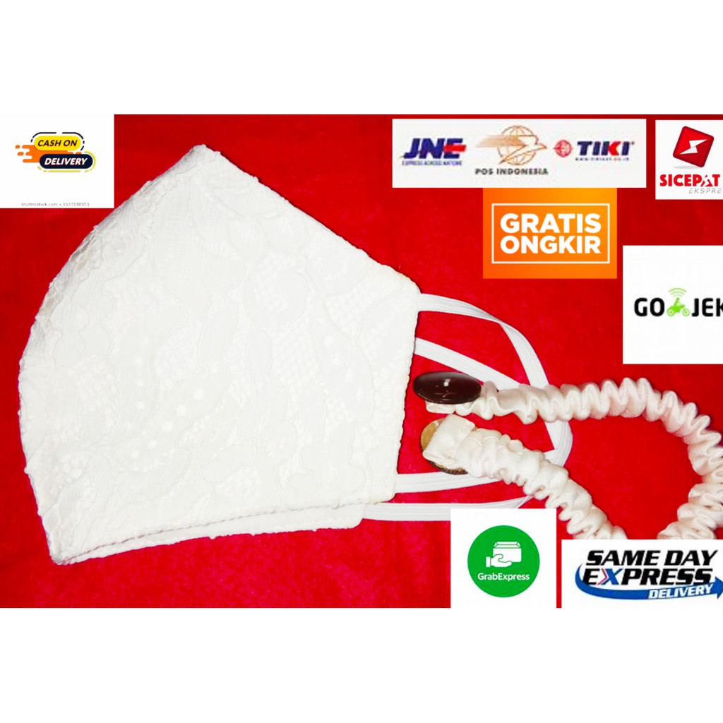 Masker Kain/Masker Brokat Warna Natural/UB/Putih Tulang