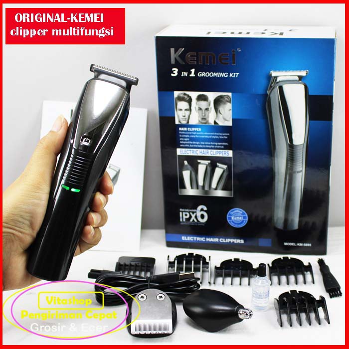 Clipper Mesin Alat Cukur Rambut 3in1 Kemei KM-5895 Grooming Kit