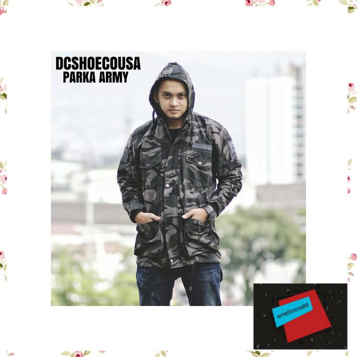 Jaket Pria parasut parka gunung Army DC Parka Motif Loreng Abu XXL AZ41