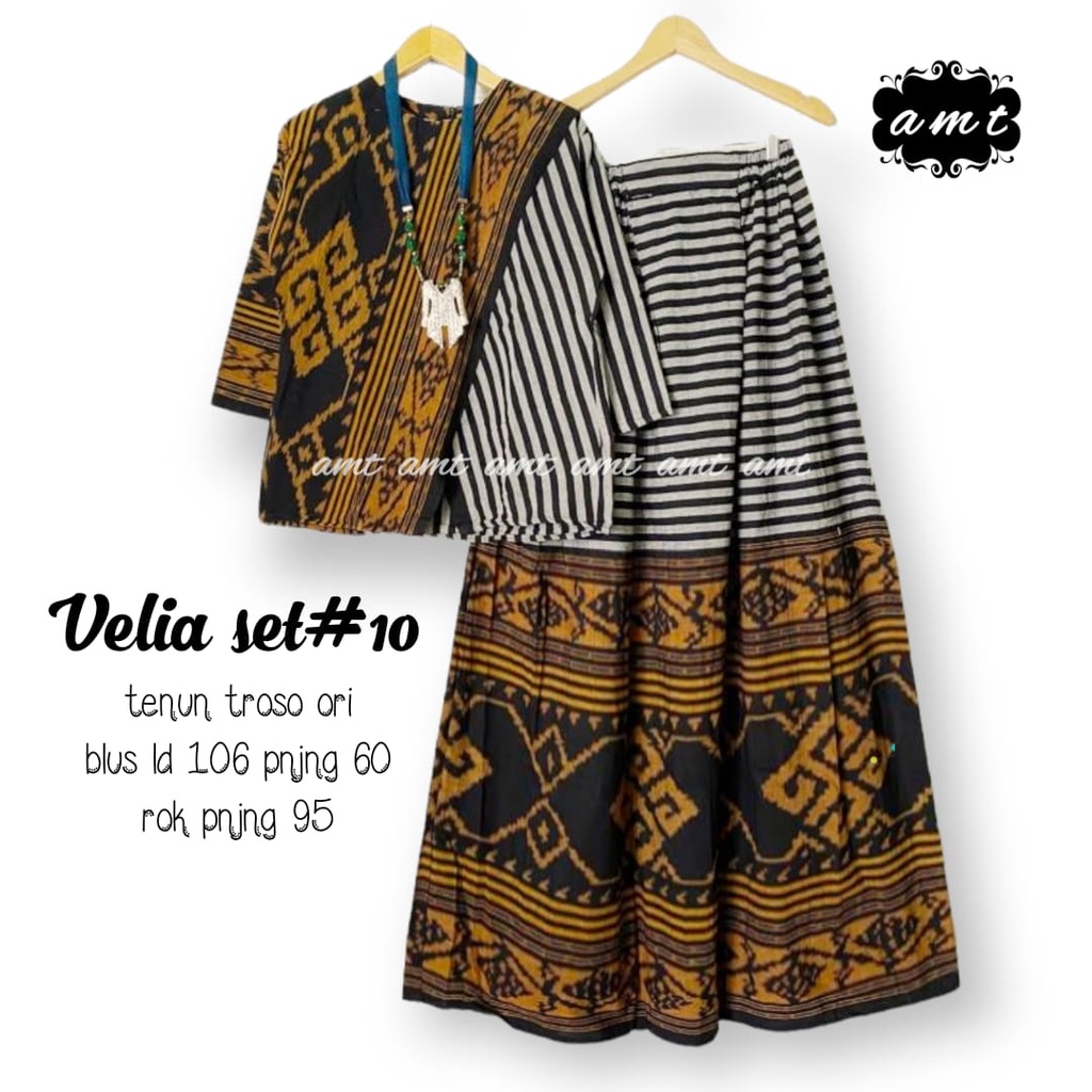 Atasan Bawahan Set Tenun by Butik Batik Solo Bahan Tenun ORI kode VELIA SET