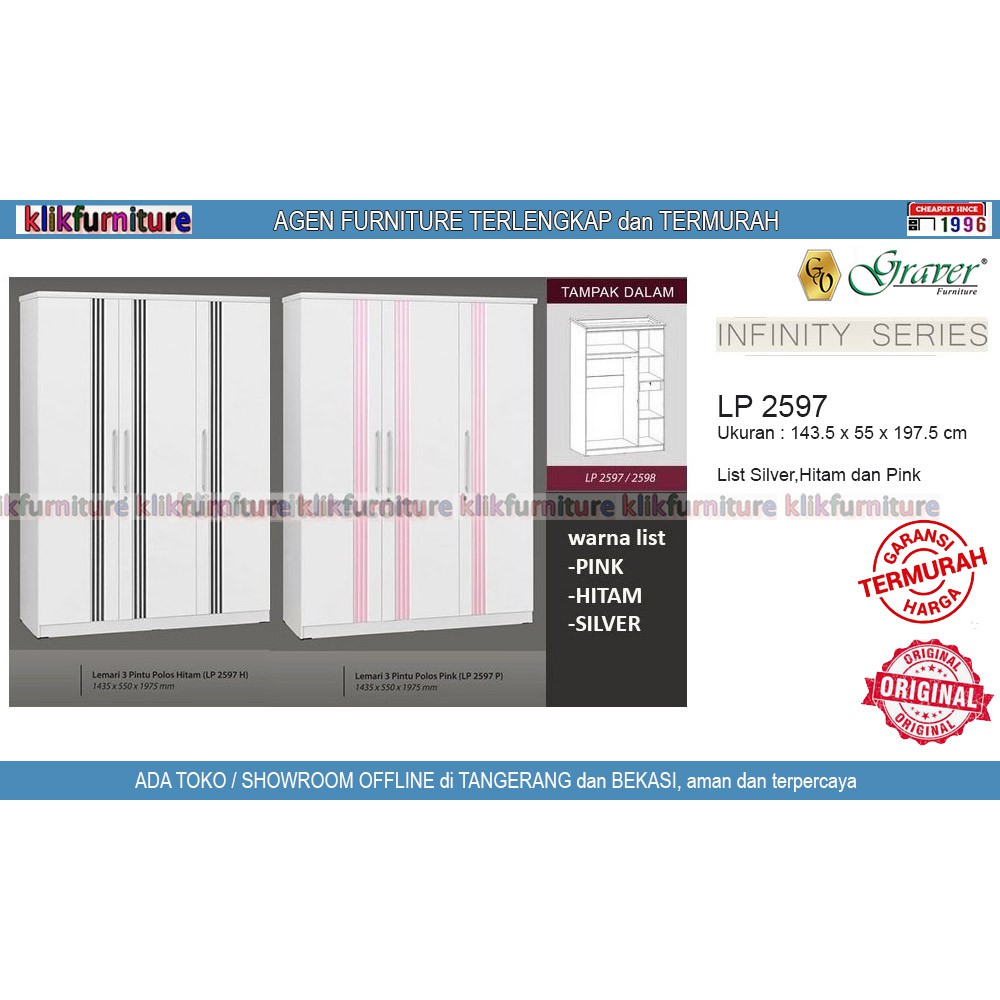 LP 2597 Graver Lemari Pakaian 3 Pintu