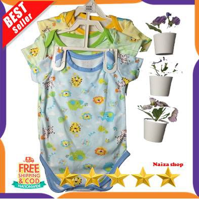 BAJU BAYI JUMPER KODOK 3 PCS KATUN LEMBUT MURAH KONVEKSI BANDUNG TERLARIS