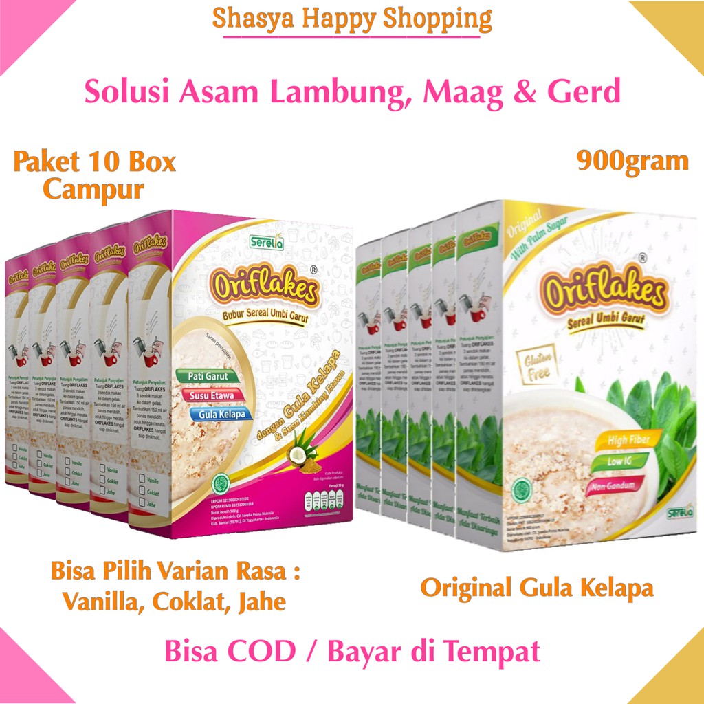 

Grosir Oriflakes // 10 BOX ORIFLAKES 900 gram GASTRO ORIGINAL - Sereal Umbi Garut